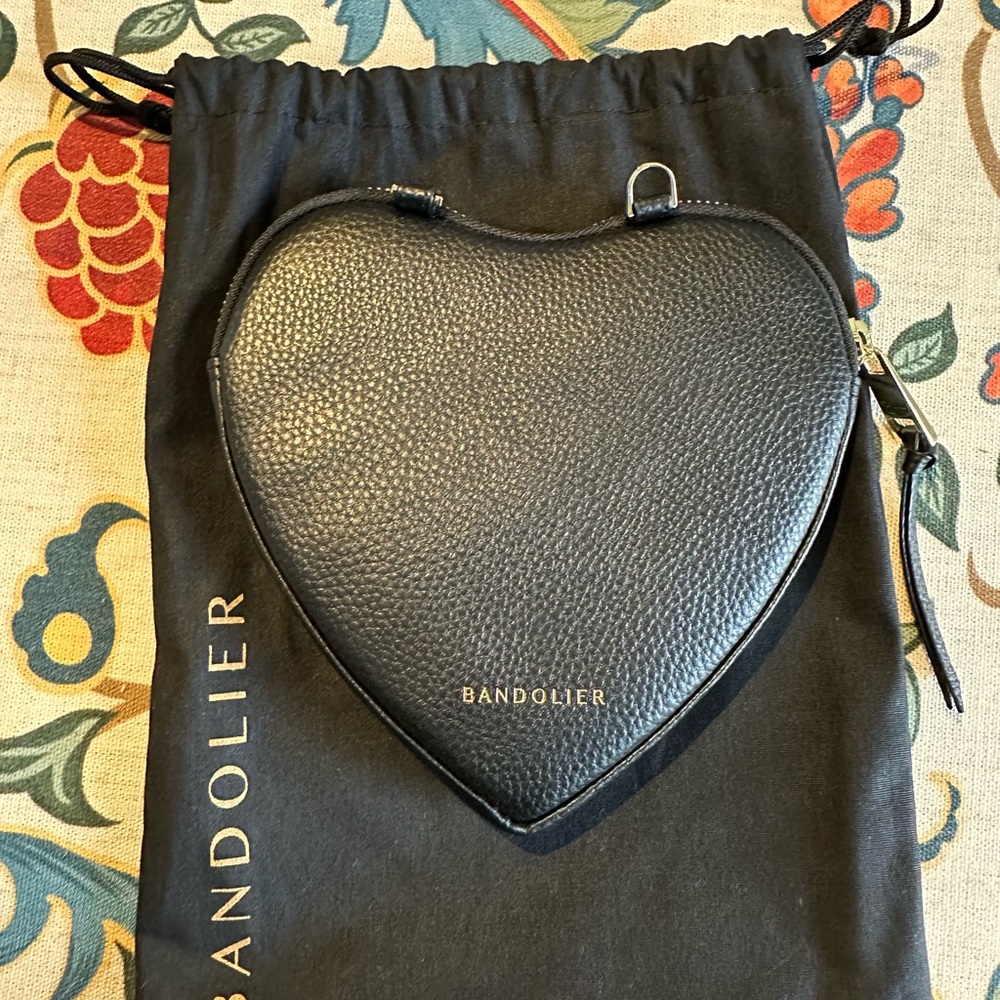 Bandolier Black Lily Wristlet Heart-Shaped Crossbody Bag